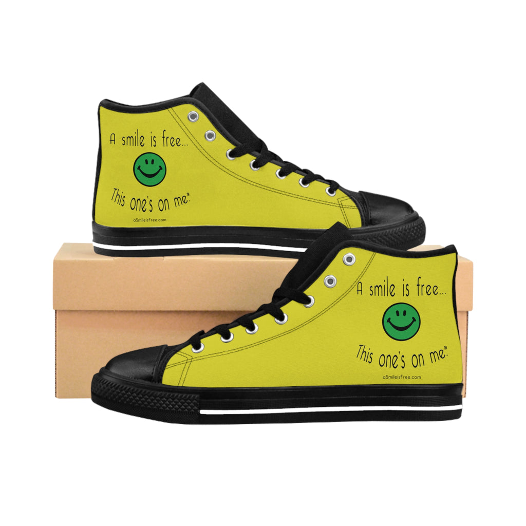 Men's high top sneakers with tan rubber sole
