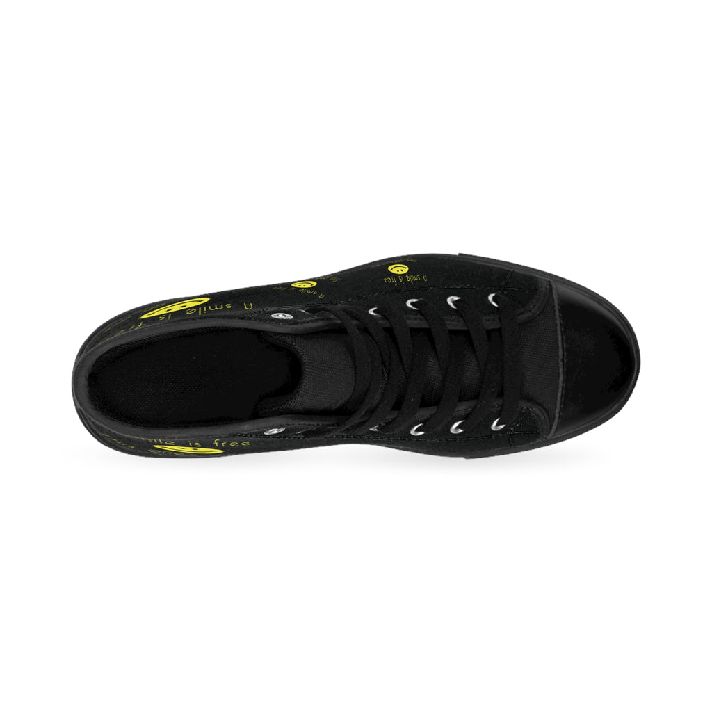 Rubber outsole of men's high top canvas sneakers