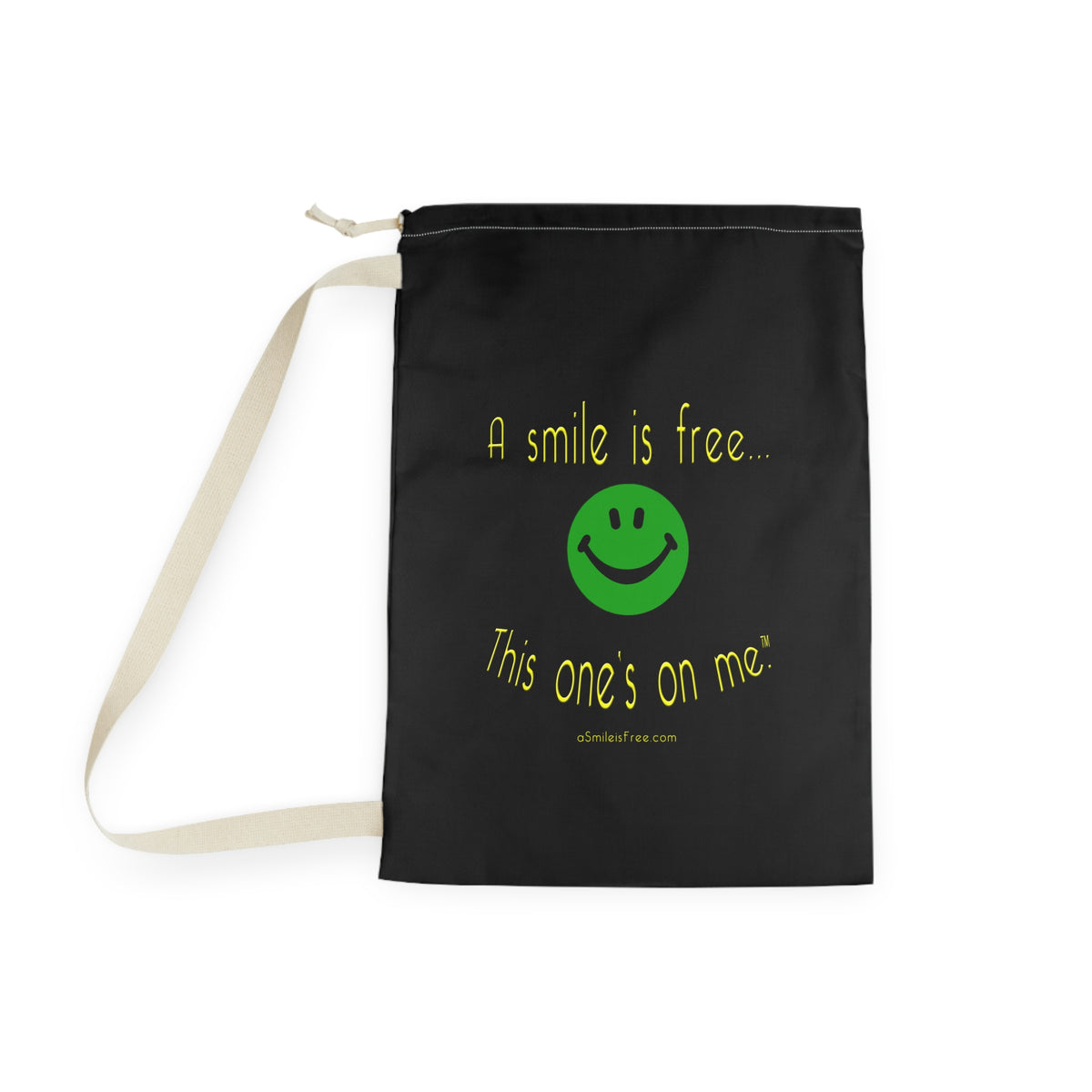 Unique A Smile Is Free Canvas Laundry Bag - Cute Smiley DrawstringHamper for Dorms & Travel