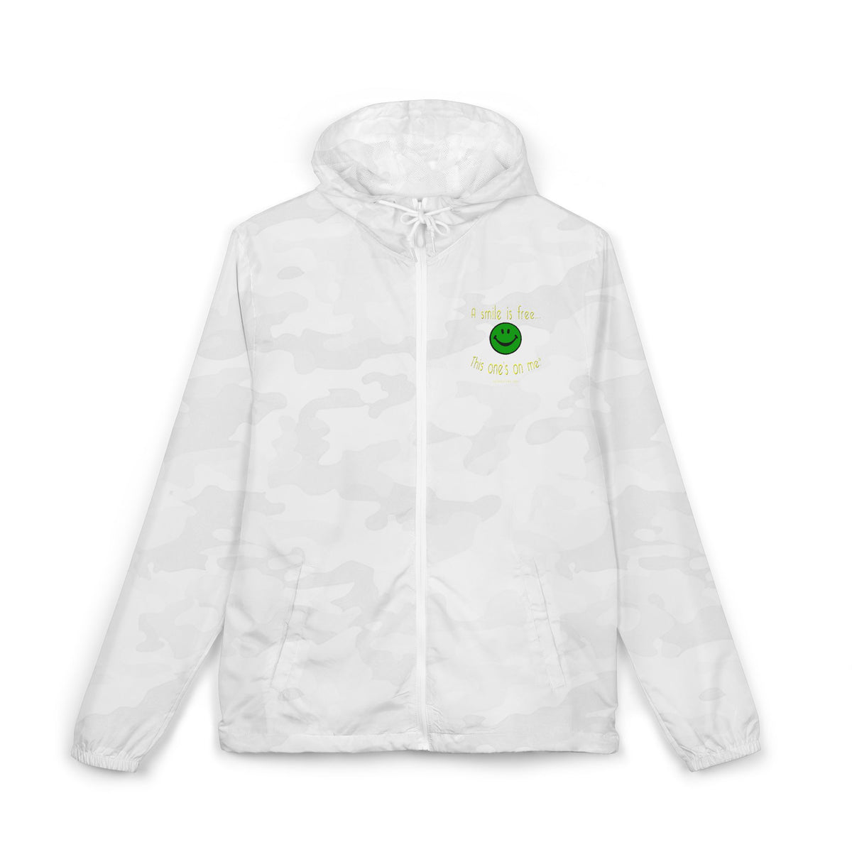 White full-zip windbreaker jacket front view