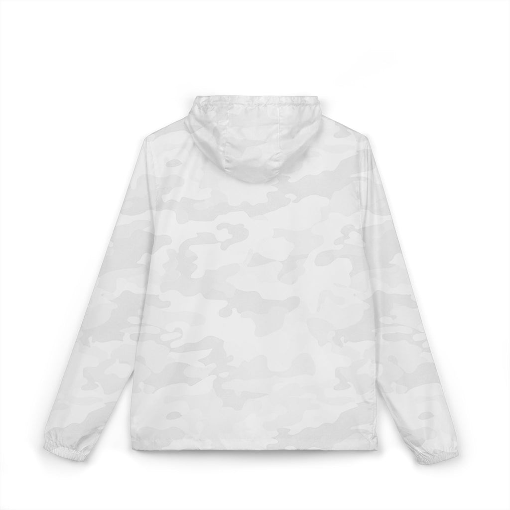 White full-zip windbreaker jacket back view