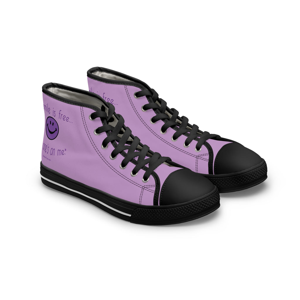 Comfy high top canvas sneakers with black sole