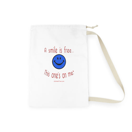A Smile Is Free Laundry Bag — Cute Smiley Drawstring Hamper for Dorms & Travel