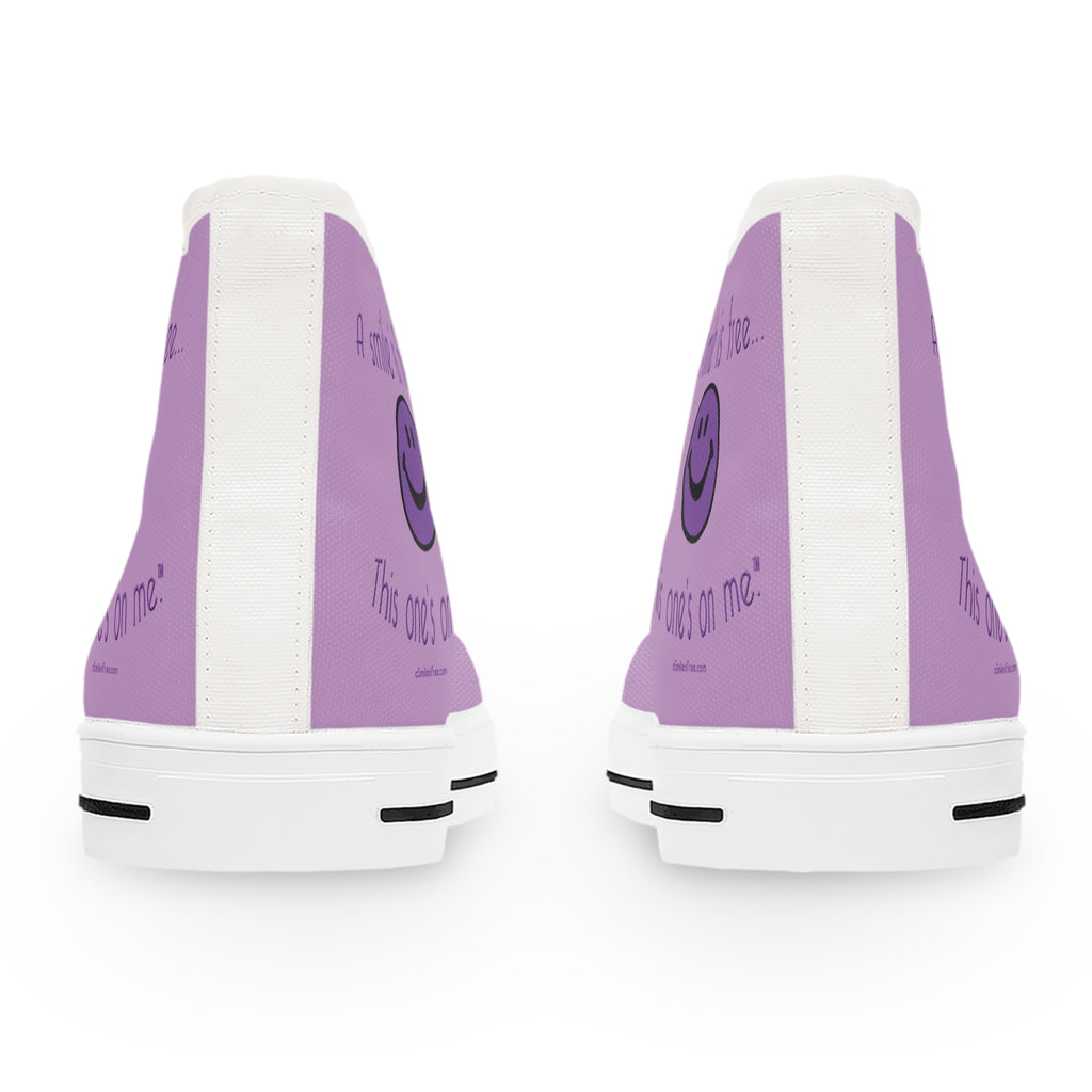 Light purple high top canvas sneakers pair
