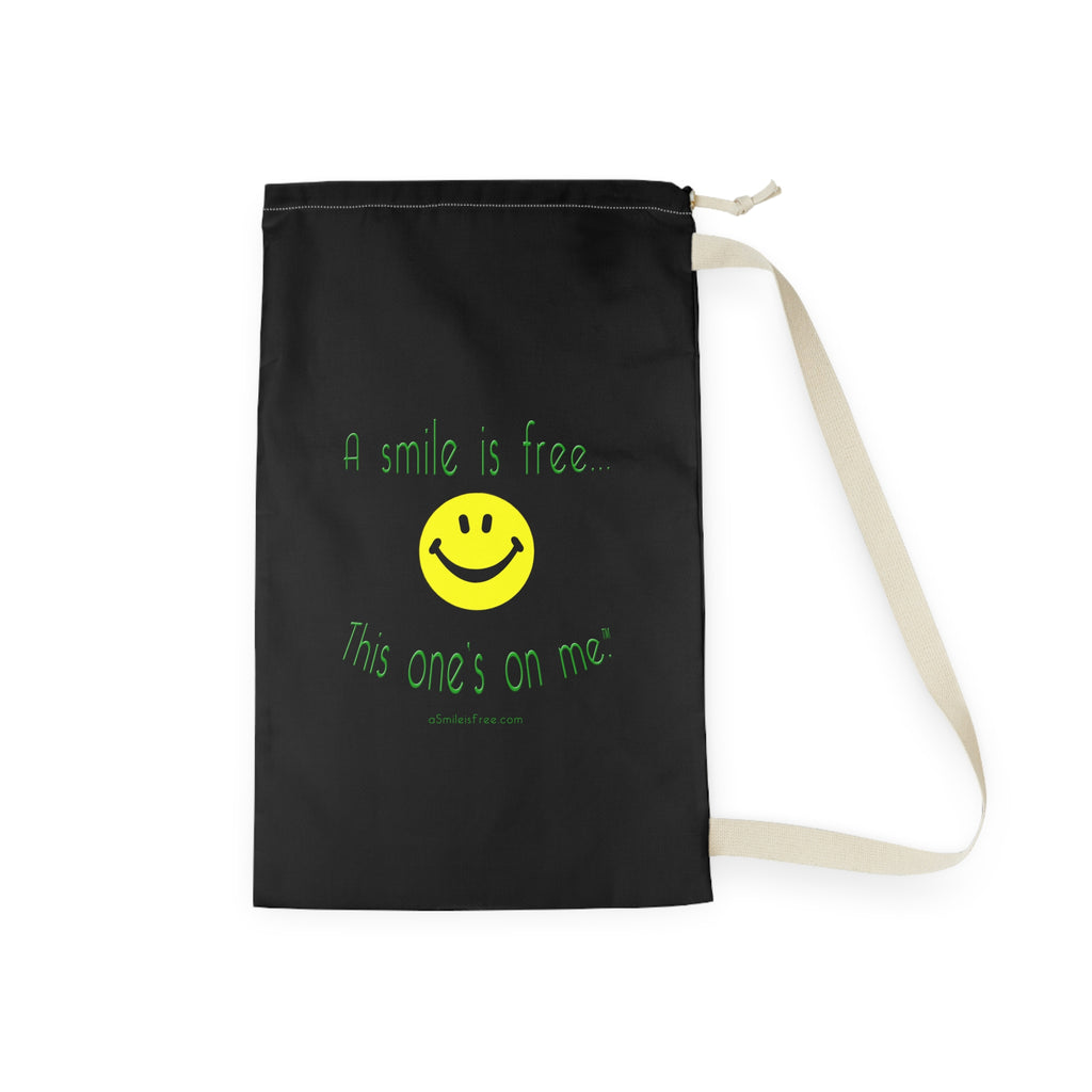 Unique A Smile Is Free Canvas Laundry Bag - Cute Smiley DrawstringHamper for Dorms & Travel