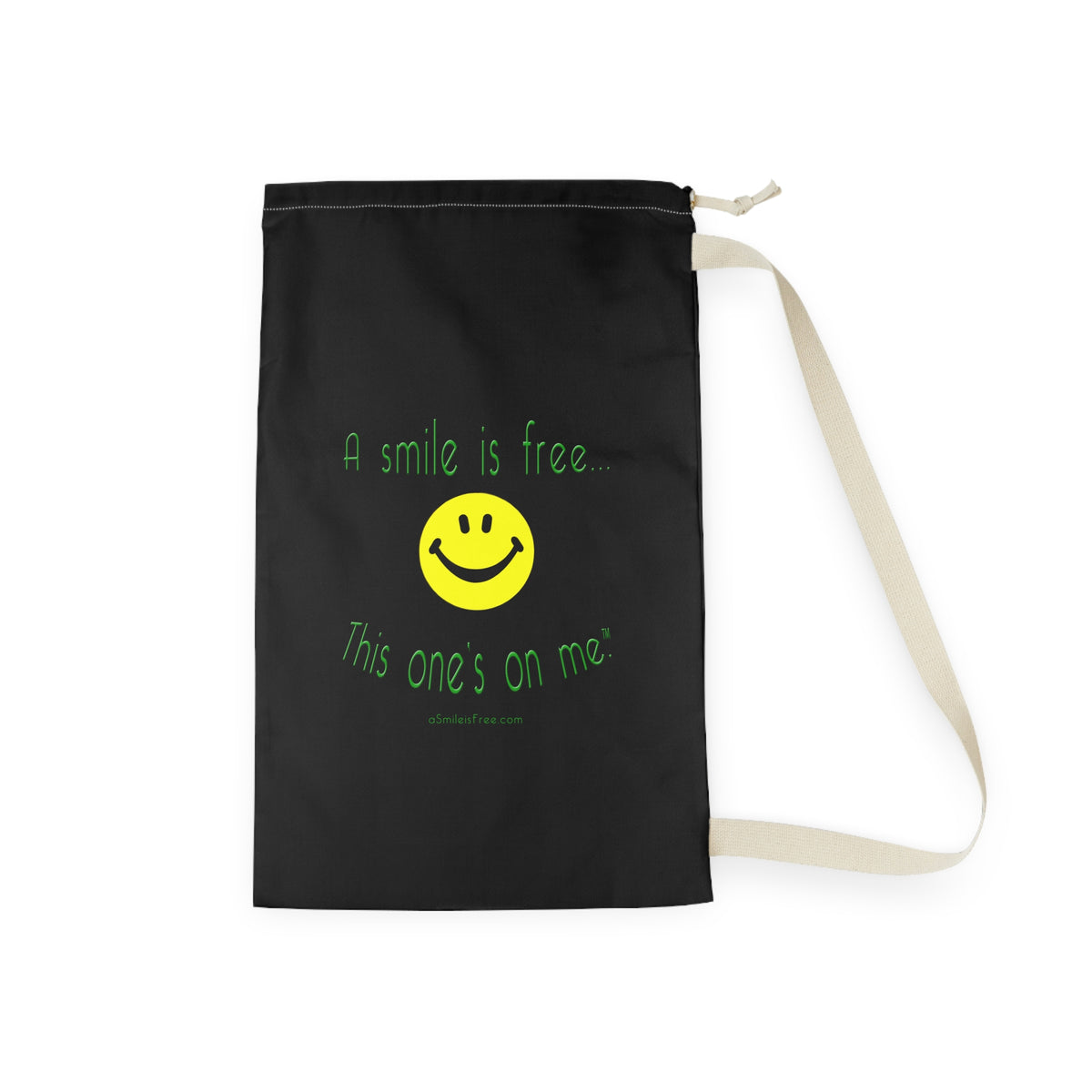 Unique A Smile Is Free Canvas Laundry Bag - Cute Smiley DrawstringHamper for Dorms & Travel