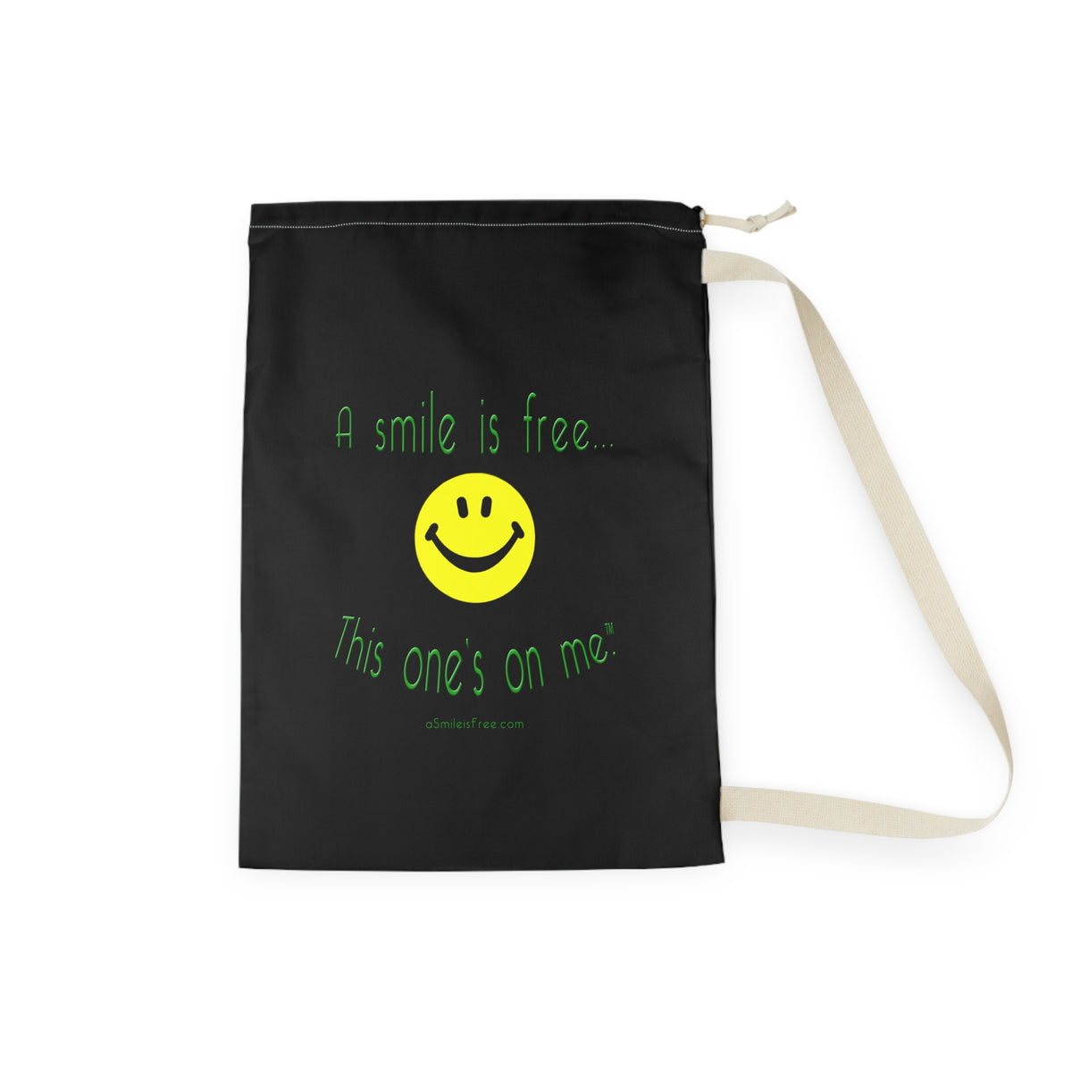 Unique A Smile Is Free Canvas Laundry Bag - Cute Smiley DrawstringHamper for Dorms & Travel