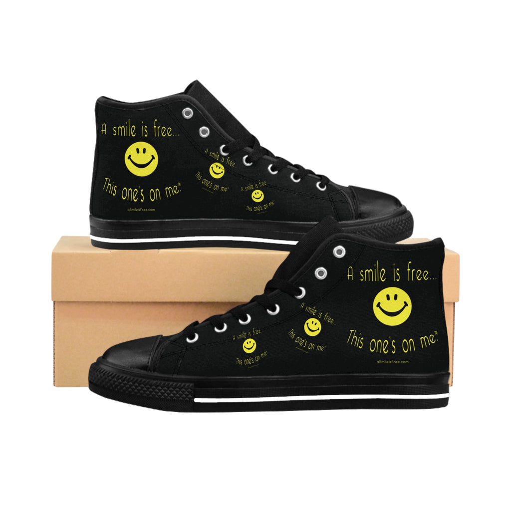 Men's high top canvas sneakers with tan rubber sole