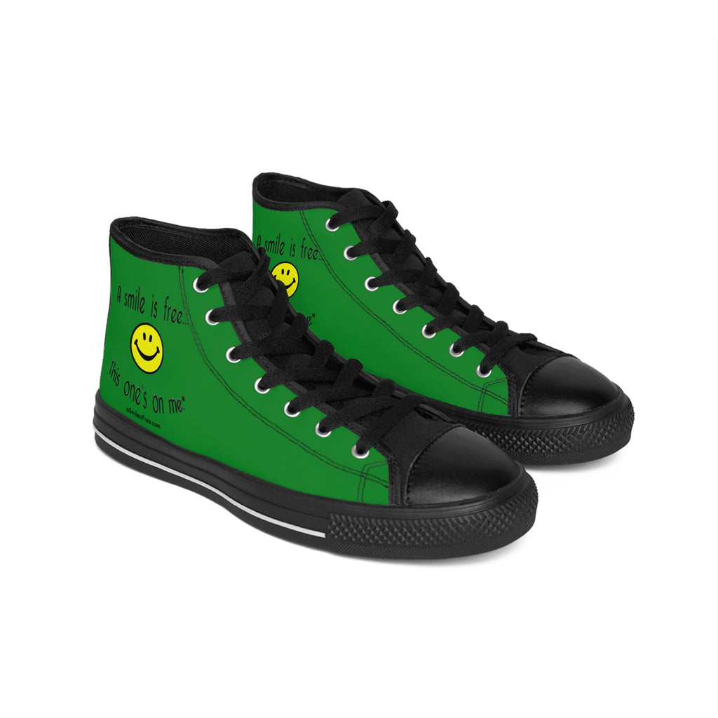 Bold men's high top sneakers green side view