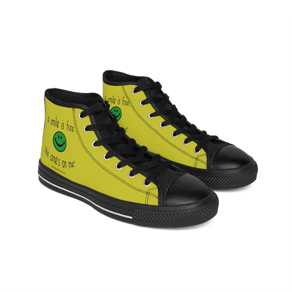 men's high top sneakers yellow side view