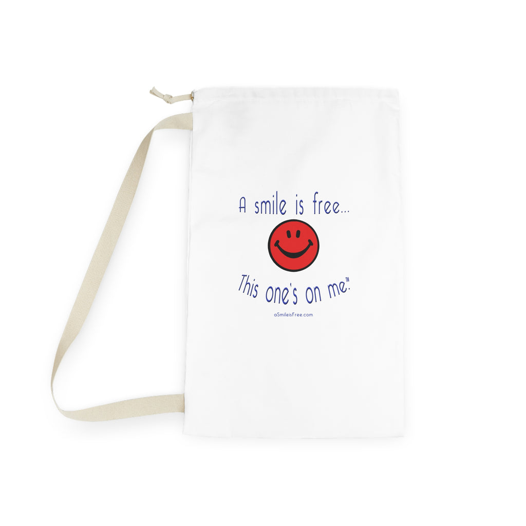 A Smile Is Free Laundry Bag — Cute Smiley Drawstring Hamper for Dorms & Travel
