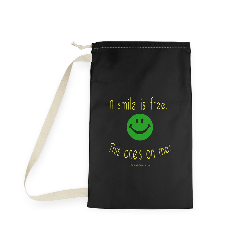 Unique A Smile Is Free Canvas Laundry Bag - Cute Smiley DrawstringHamper for Dorms & Travel