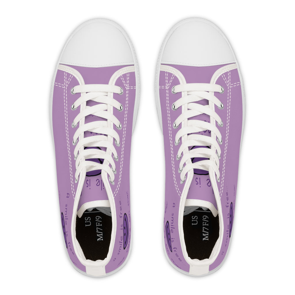 Purple high top canvas sneakers side view