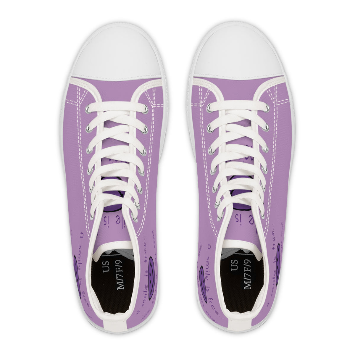 Purple high top canvas sneakers side view