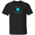 Black unisex cotton t-shirt with smiley print