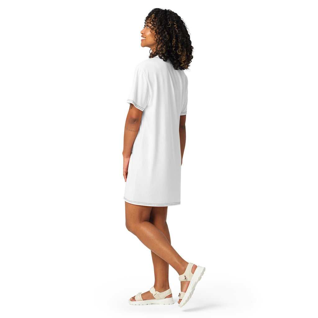 Effortless t-shirt dress side view on model