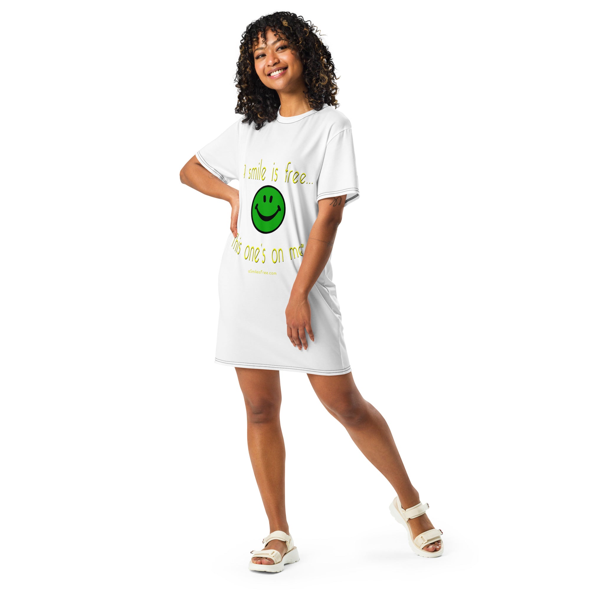 Effortless t-shirt dress front view on model