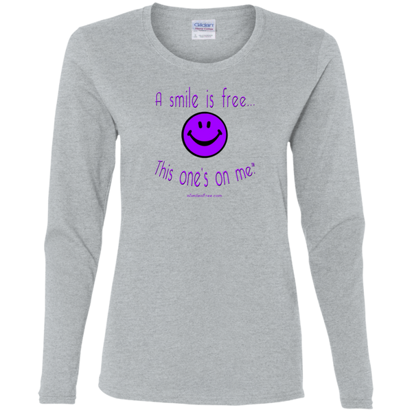 G540L Ladies' Cotton LS T-Purple Smile