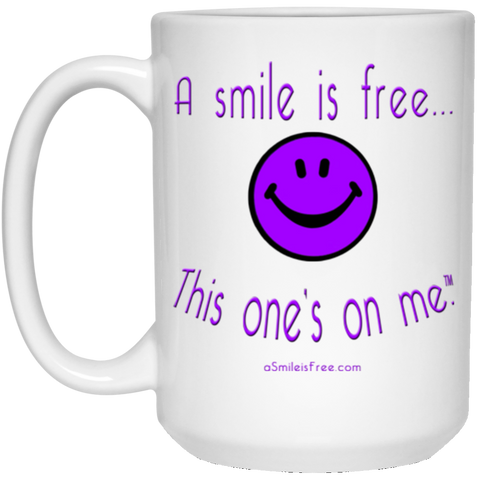 21504 15 oz. White Mug Purple Smile