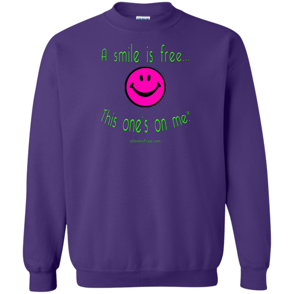 G180 Crewneck Pullover Sweatshirt  8 oz. Neon Pink Smile/NG