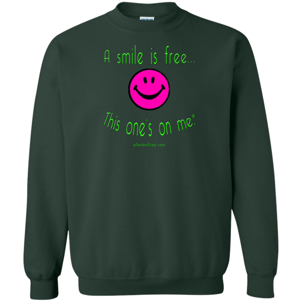 G180 Crewneck Pullover Sweatshirt  8 oz. Neon Pink Smile/NG