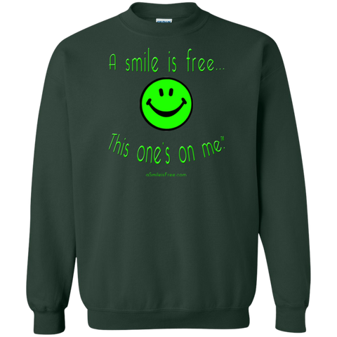 G180 Crewneck Pullover Sweatshirt  8 oz. Neon Green Smile