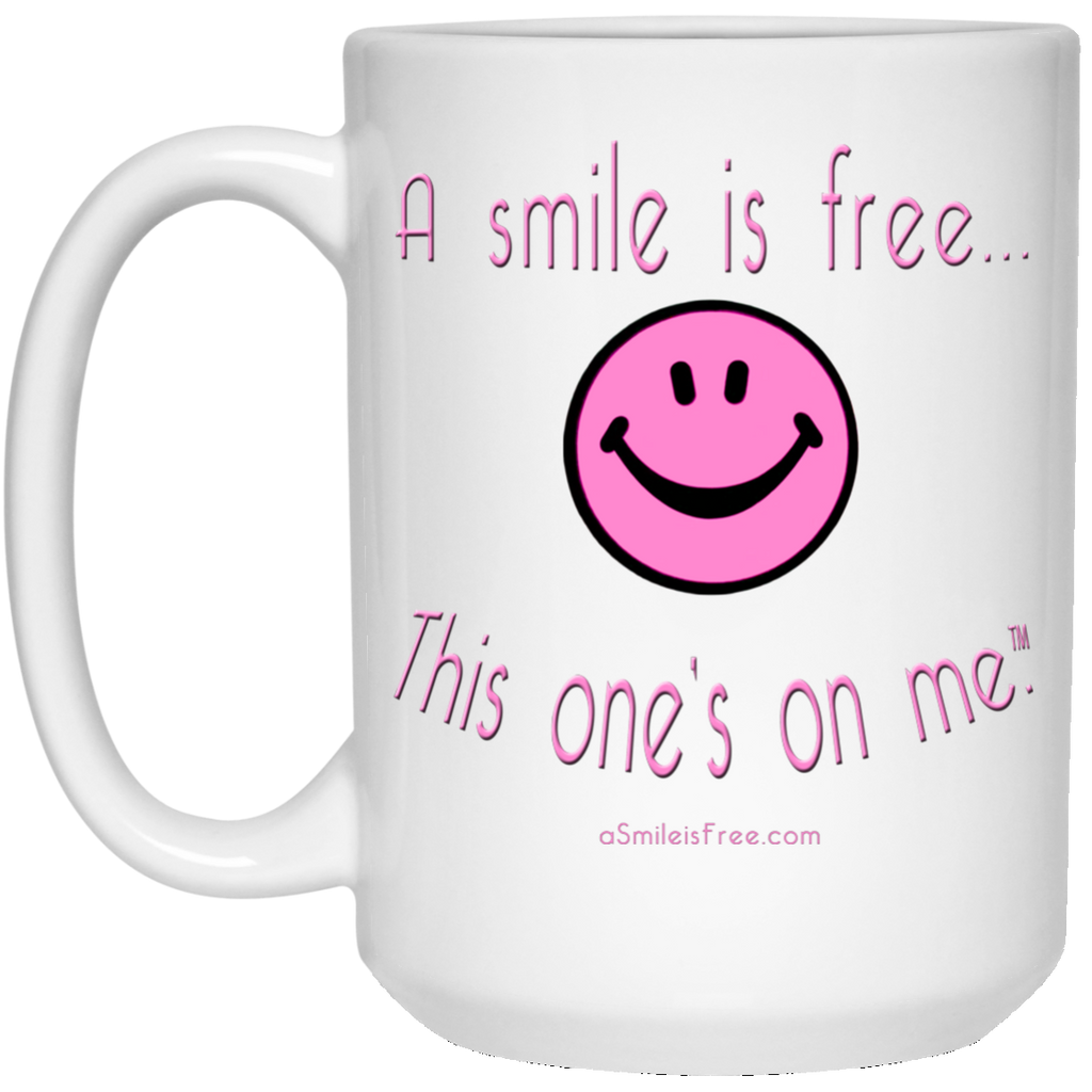 21504 15 oz. White Mug Pink Smile