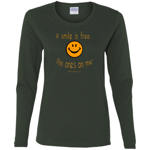 G540L Ladies' Cotton LS T-Pumpkin Smile