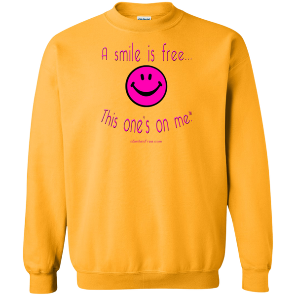 G180 Crewneck Pullover Sweatshirt  8 oz. Neon Pink Smile