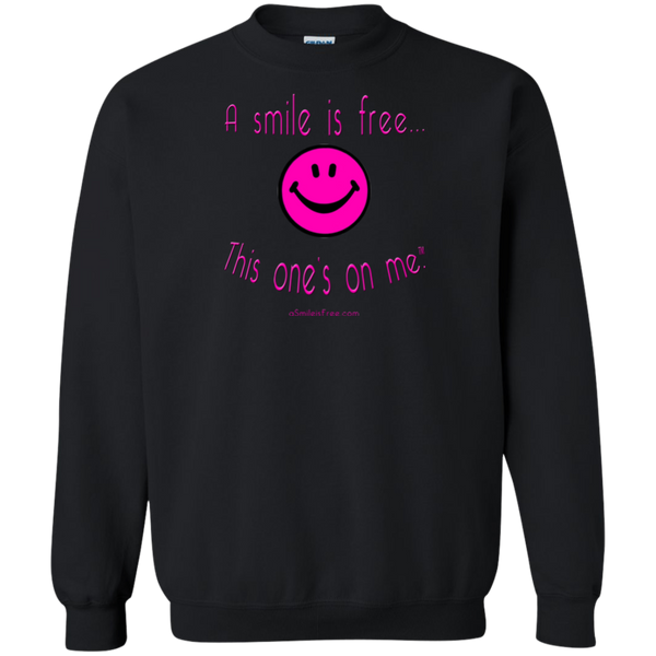G180 Crewneck Pullover Sweatshirt  8 oz. Neon Pink Smile