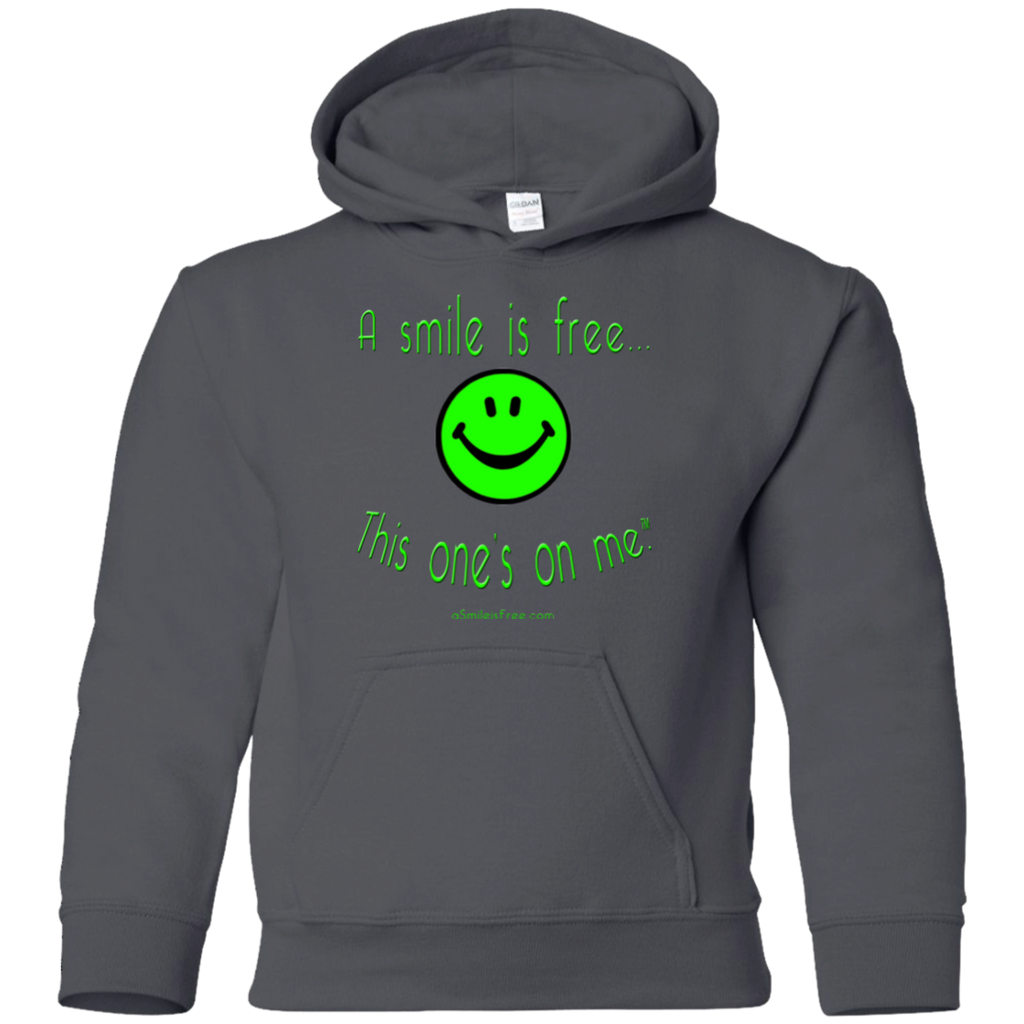 G185B Youth Pullover Hoodie Neon Green Smile