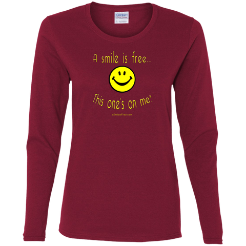 G540L Ladies' Cotton LS T-Yellow Smile