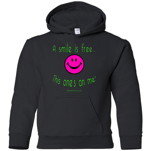 G185B Youth Pullover Hoodie Neon Pink Smile/NG